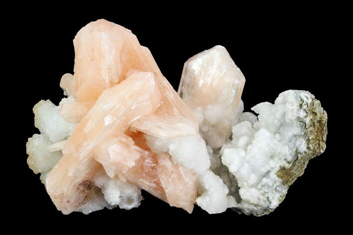 Pink-Orange Stilbite Crystal Cluster on Quartz Chalcedony - India #94296